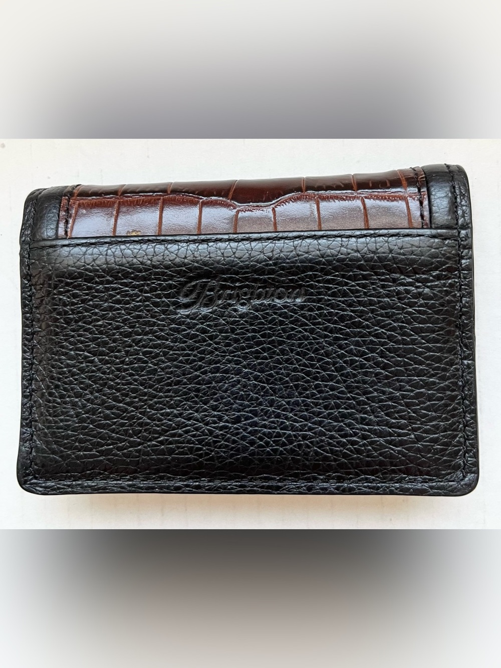 Brighton Bellissimo Heart Wallet Card Case. Brown Croc Embossed, Leather Trim. - Picture 2 of 7